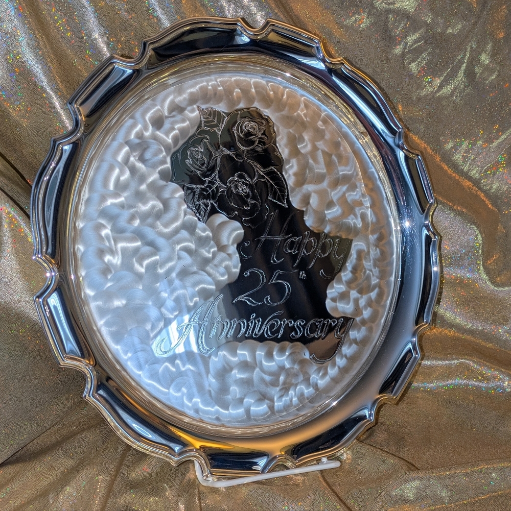 Silver 25th Anniversary Decorative Plate
